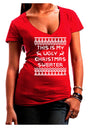 This Is My Ugly Christmas Sweater Juniors V-Neck Dark T-Shirt-Womens V-Neck T-Shirts-TooLoud-Red-Juniors Fitted Small-Davson Sales