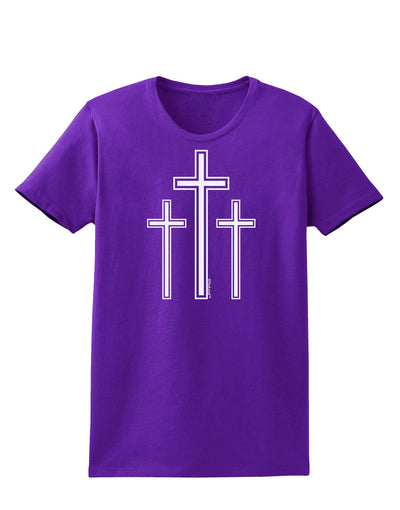 Three Cross Design - Easter Womens Dark T-Shirt by TooLoud-Womens T-Shirt-TooLoud-Purple-X-Small-Davson Sales