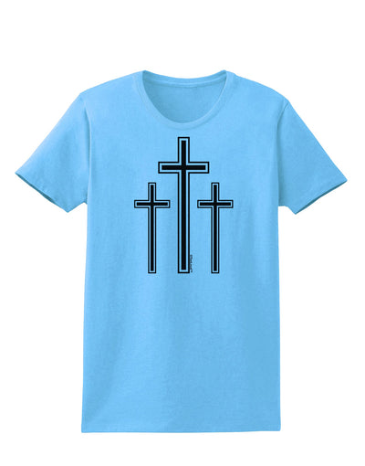 Three Cross Design - Easter Womens T-Shirt by TooLoud-Womens T-Shirt-TooLoud-Aquatic-Blue-X-Small-Davson Sales