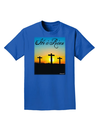 Three Crosses Sunrise - He Is Risen Adult Dark T-Shirt by TooLoud-Mens T-Shirt-TooLoud-Royal-Blue-Small-Davson Sales