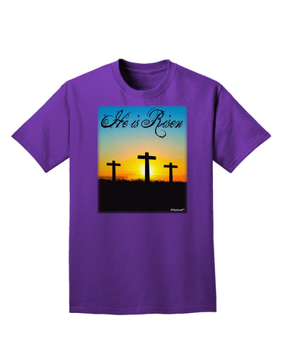 Three Crosses Sunrise - He Is Risen Adult Dark T-Shirt by TooLoud-Mens T-Shirt-TooLoud-Purple-Small-Davson Sales