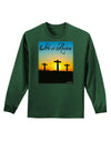 Three Crosses Sunrise - He Is Risen Adult Long Sleeve Dark T-Shirt by TooLoud-TooLoud-Dark-Green-Small-Davson Sales