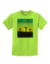 Three Crosses Sunrise - He Is Risen Childrens T-Shirt by TooLoud-Childrens T-Shirt-TooLoud-Lime-Green-X-Small-Davson Sales