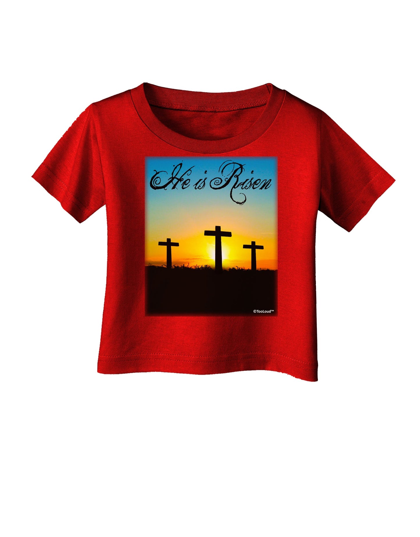 Three Crosses Sunrise - He Is Risen Infant T-Shirt Dark by TooLoud-Infant T-Shirt-TooLoud-Red-06-Months-Davson Sales