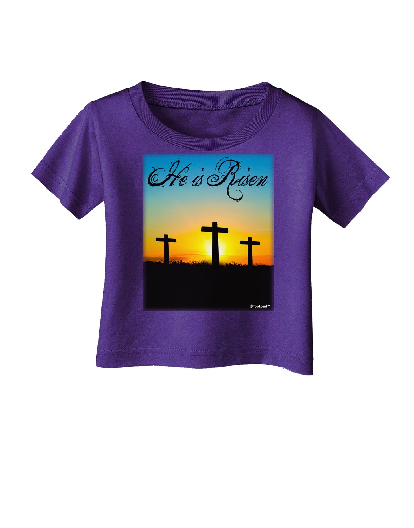 Three Crosses Sunrise - He Is Risen Infant T-Shirt Dark by TooLoud-Infant T-Shirt-TooLoud-Purple-06-Months-Davson Sales