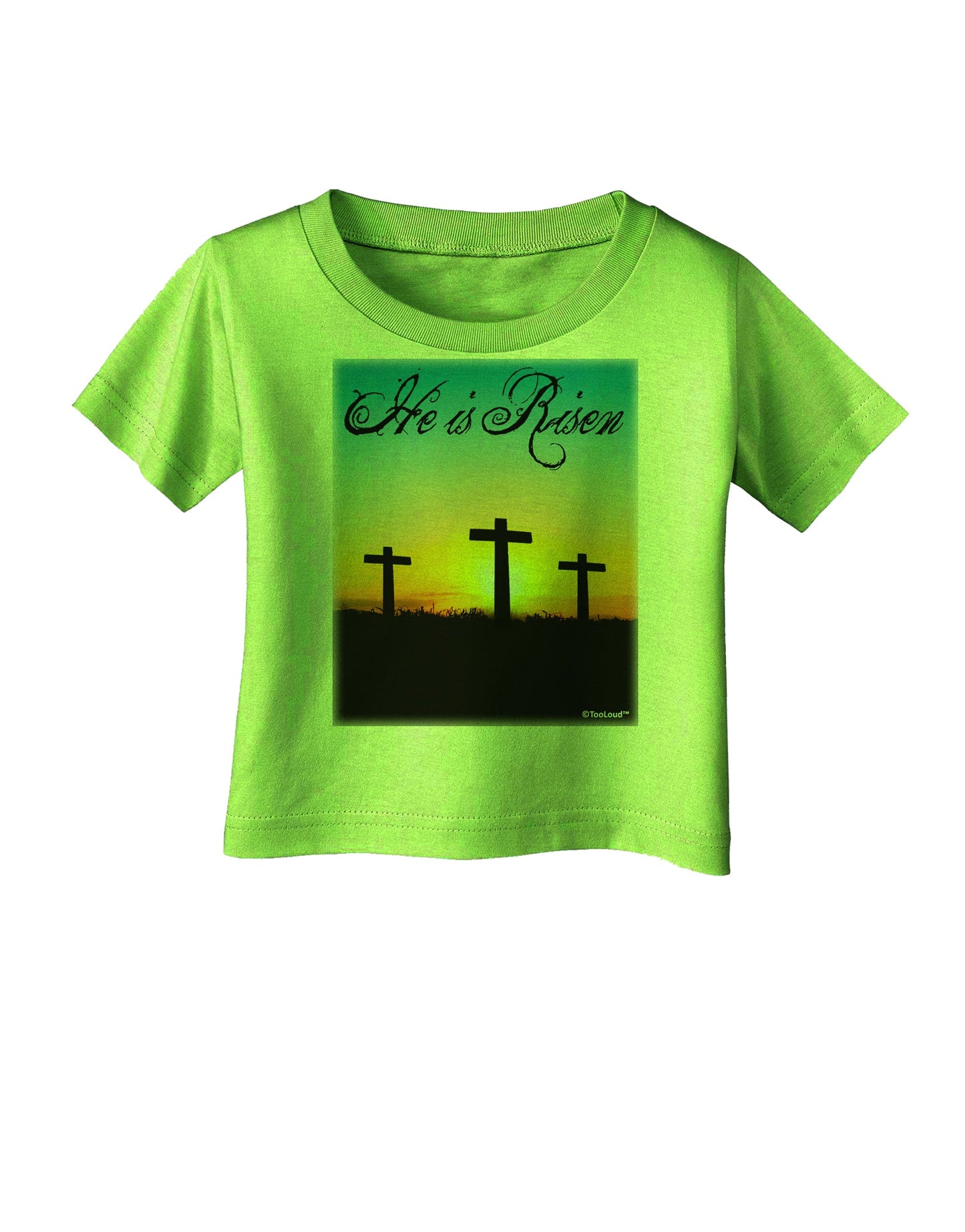 Three Crosses Sunrise - He Is Risen Infant T-Shirt by TooLoud-Infant T-Shirt-TooLoud-Lime-Green-06-Months-Davson Sales