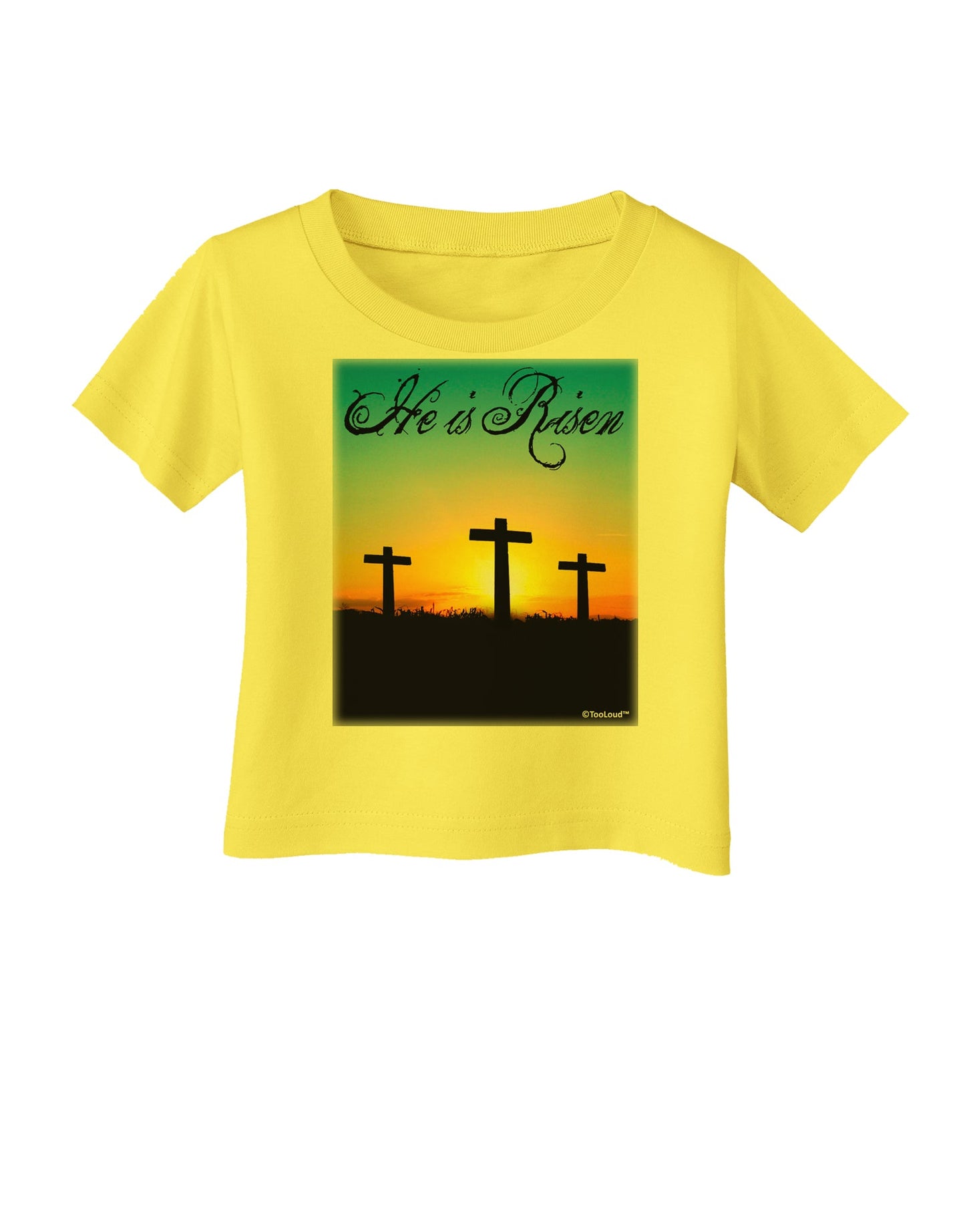 Three Crosses Sunrise - He Is Risen Infant T-Shirt by TooLoud-Infant T-Shirt-TooLoud-Yellow-06-Months-Davson Sales