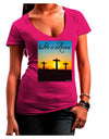 Three Crosses Sunrise - He Is Risen Juniors V-Neck Dark T-Shirt by TooLoud-Womens V-Neck T-Shirts-TooLoud-Hot-Pink-Juniors Fitted Small-Davson Sales