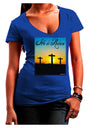 Three Crosses Sunrise - He Is Risen Juniors V-Neck Dark T-Shirt by TooLoud-Womens V-Neck T-Shirts-TooLoud-Royal-Blue-Juniors Fitted Small-Davson Sales