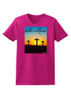 Three Crosses Sunrise - He Is Risen Womens Dark T-Shirt by TooLoud-Womens T-Shirt-TooLoud-Hot-Pink-Small-Davson Sales