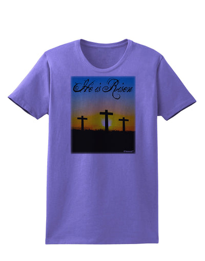 Three Crosses Sunrise - He Is Risen Womens T-Shirt by TooLoud-Womens T-Shirt-TooLoud-Violet-X-Small-Davson Sales