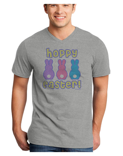 Three Easter Bunnies - Hoppy Easter Adult V-Neck T-shirt by TooLoud-Mens V-Neck T-Shirt-TooLoud-HeatherGray-Small-Davson Sales