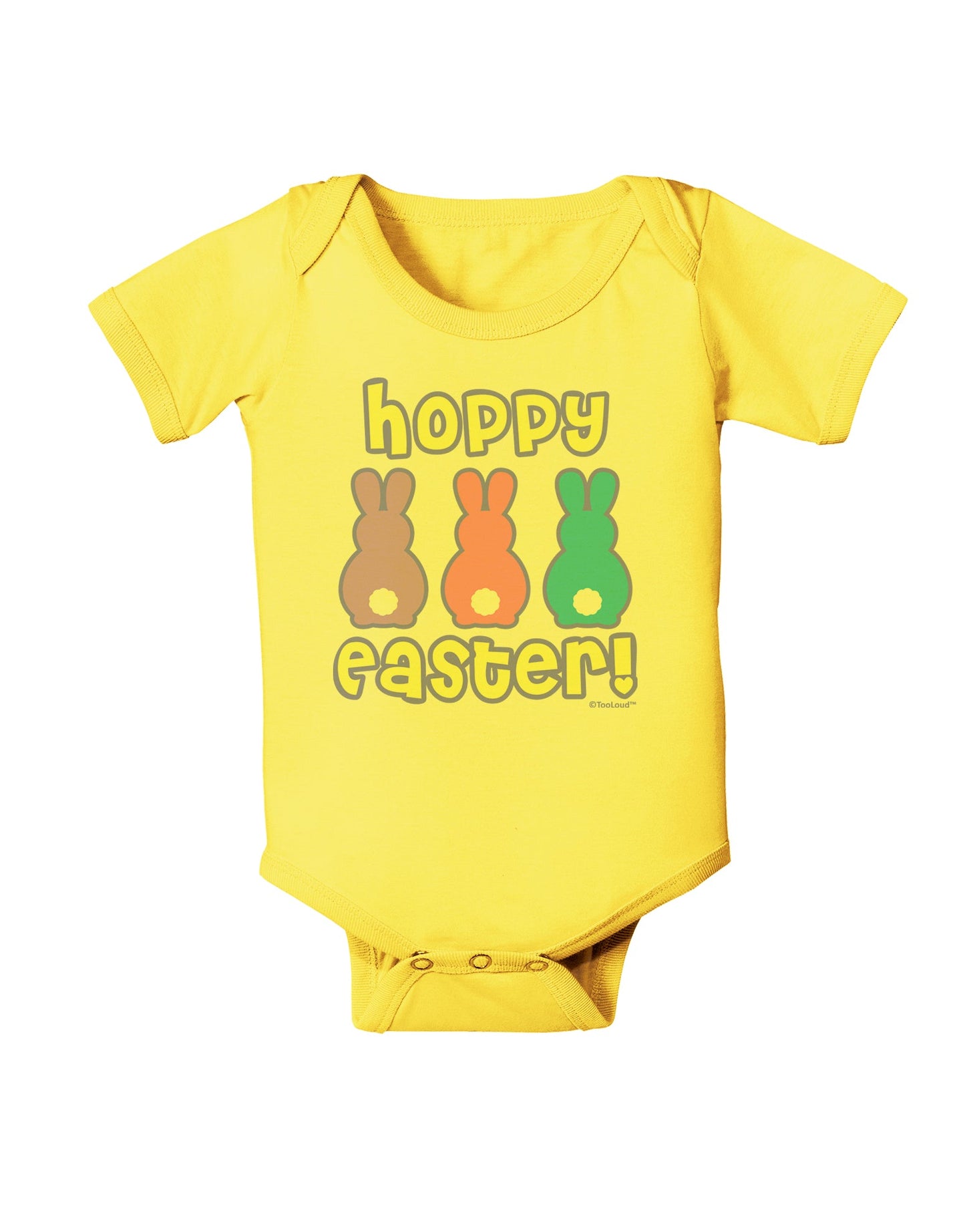 Three Easter Bunnies - Hoppy Easter Baby Romper Bodysuit by TooLoud-Baby Romper-TooLoud-Yellow-06-Months-Davson Sales