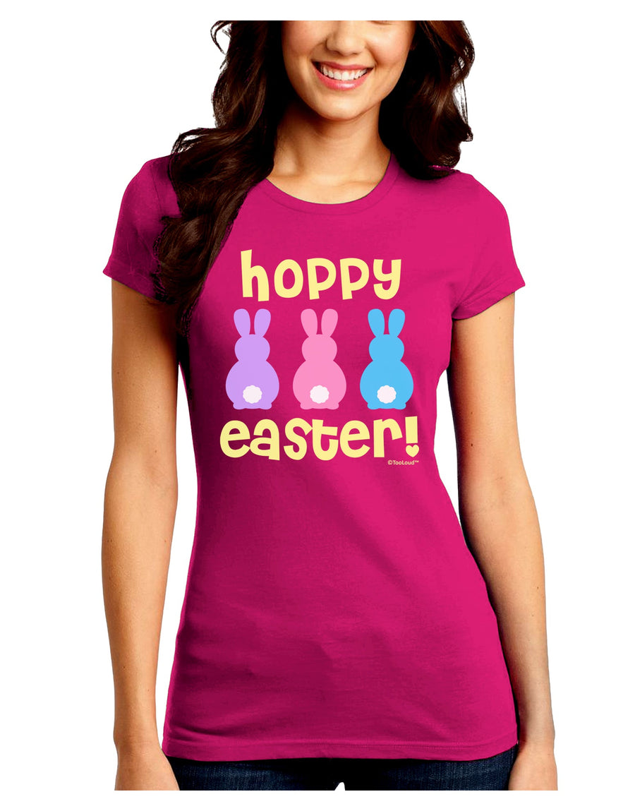 Three Easter Bunnies - Hoppy Easter Juniors Crew Dark T-Shirt by TooLoud-T-Shirts Juniors Tops-TooLoud-Black-Juniors Fitted Small-Davson Sales