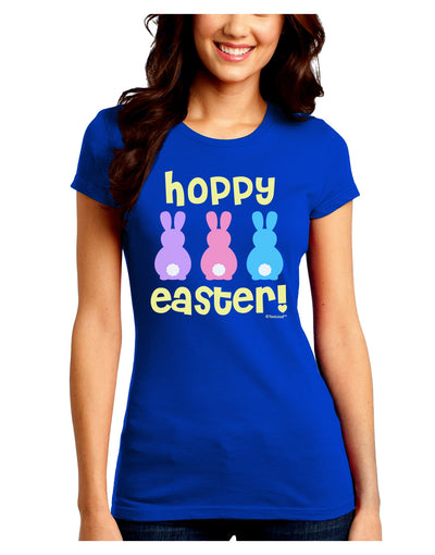 Three Easter Bunnies - Hoppy Easter Juniors Crew Dark T-Shirt by TooLoud-T-Shirts Juniors Tops-TooLoud-Royal-Blue-Juniors Fitted Small-Davson Sales