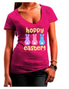 Three Easter Bunnies - Hoppy Easter Juniors V-Neck Dark T-Shirt by TooLoud-Womens V-Neck T-Shirts-TooLoud-Hot-Pink-Juniors Fitted Small-Davson Sales