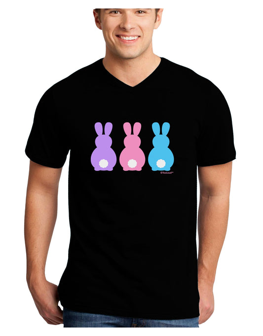 Three Easter Bunnies - Pastels Adult Dark V-Neck T-Shirt by TooLoud-Mens V-Neck T-Shirt-TooLoud-Black-Small-Davson Sales