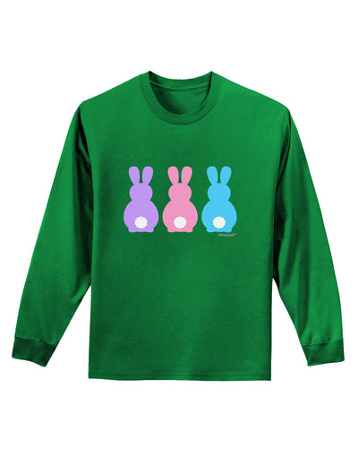 Three Easter Bunnies - Pastels Adult Long Sleeve Dark T-Shirt by TooLoud-TooLoud-Kelly-Green-Small-Davson Sales