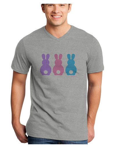 Three Easter Bunnies - Pastels Adult V-Neck T-shirt by TooLoud-Mens V-Neck T-Shirt-TooLoud-HeatherGray-Small-Davson Sales