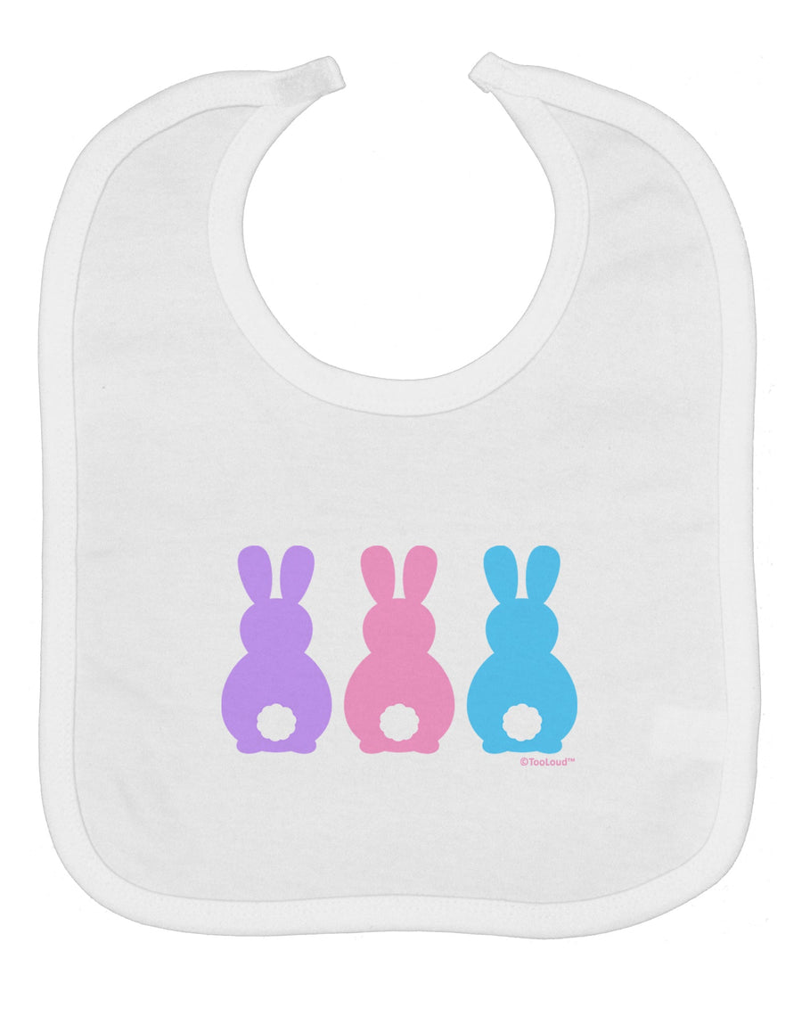 Three Easter Bunnies - Pastels Baby Bib by TooLoud