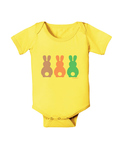 Three Easter Bunnies - Pastels Baby Romper Bodysuit by TooLoud-Baby Romper-TooLoud-Yellow-06-Months-Davson Sales