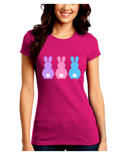 Three Easter Bunnies - Pastels Juniors Crew Dark T-Shirt by TooLoud-T-Shirts Juniors Tops-TooLoud-Hot-Pink-Juniors Fitted Small-Davson Sales