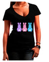 Three Easter Bunnies - Pastels Juniors V-Neck Dark T-Shirt by TooLoud-Womens V-Neck T-Shirts-TooLoud-Black-Juniors Fitted Small-Davson Sales