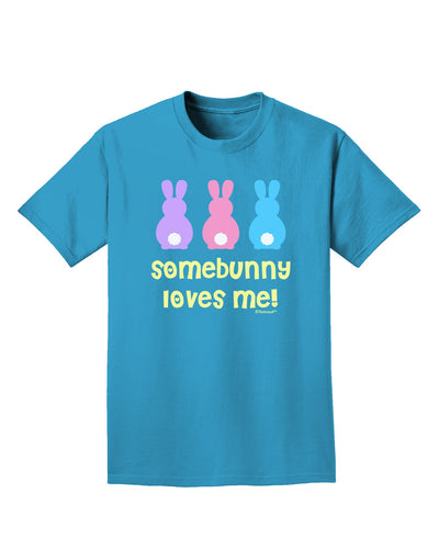 Three Easter Bunnies - Somebunny Loves Me Adult Dark T-Shirt by TooLoud-Mens T-Shirt-TooLoud-Turquoise-Small-Davson Sales