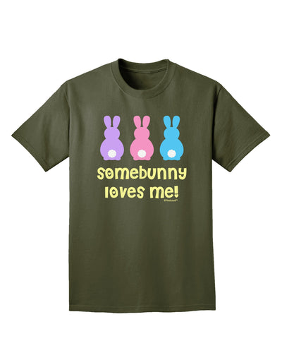 Three Easter Bunnies - Somebunny Loves Me Adult Dark T-Shirt by TooLoud-Mens T-Shirt-TooLoud-Military-Green-Small-Davson Sales