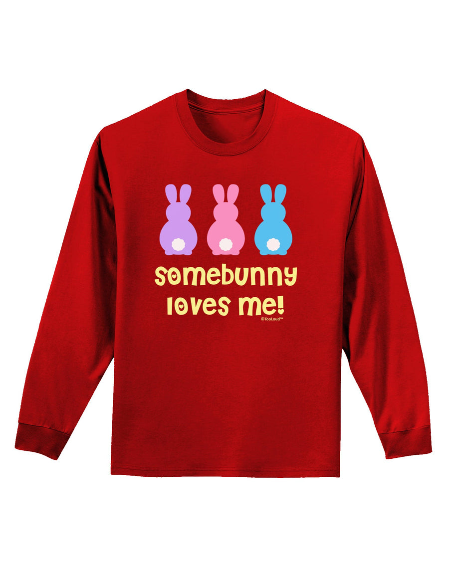 Three Easter Bunnies - Somebunny Loves Me Adult Long Sleeve Dark T-Shirt by TooLoud-TooLoud-Black-Small-Davson Sales