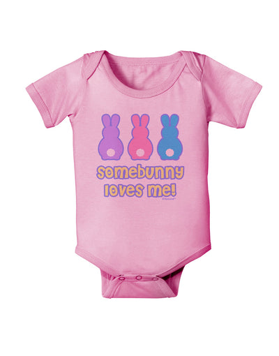 Three Easter Bunnies - Somebunny Loves Me Baby Romper Bodysuit by TooLoud-Baby Romper-TooLoud-Light-Pink-06-Months-Davson Sales