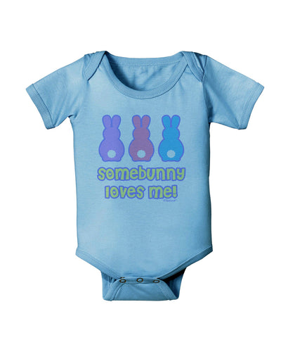 Three Easter Bunnies - Somebunny Loves Me Baby Romper Bodysuit by TooLoud-Baby Romper-TooLoud-Light-Blue-06-Months-Davson Sales