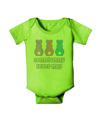 Three Easter Bunnies - Somebunny Loves Me Baby Romper Bodysuit by TooLoud-Baby Romper-TooLoud-Lime-Green-06-Months-Davson Sales