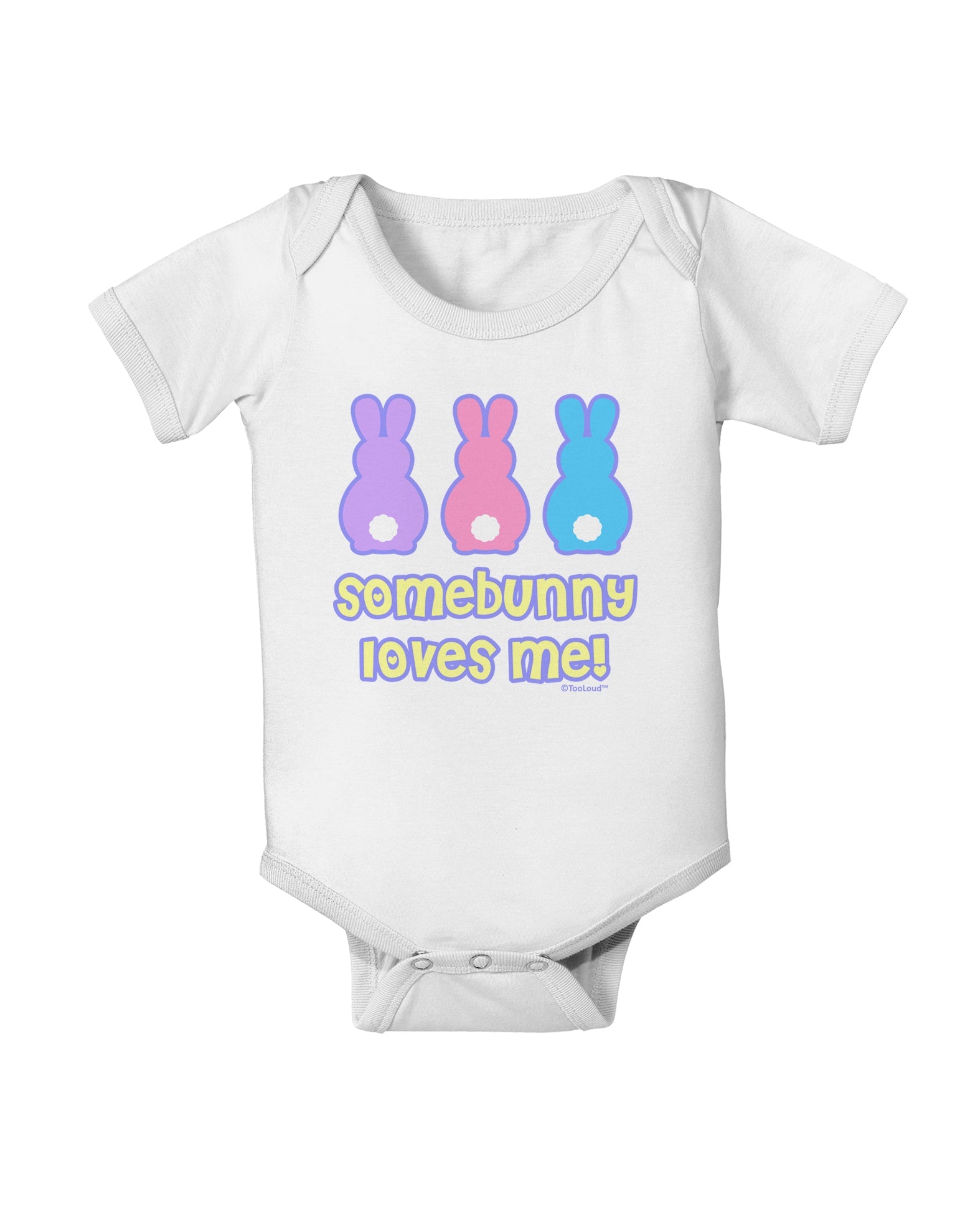 Three Easter Bunnies - Somebunny Loves Me Baby Romper Bodysuit by TooLoud-Baby Romper-TooLoud-White-06-Months-Davson Sales