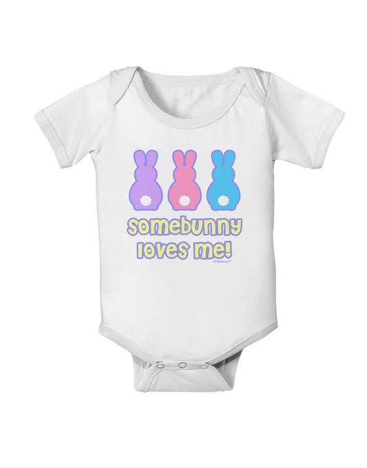 Three Easter Bunnies - Somebunny Loves Me Baby Romper Bodysuit by TooLoud-Baby Romper-TooLoud-White-06-Months-Davson Sales