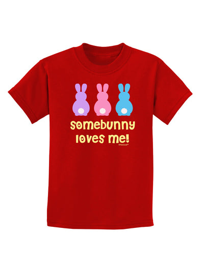 Three Easter Bunnies - Somebunny Loves Me Childrens Dark T-Shirt by TooLoud-Childrens T-Shirt-TooLoud-Red-X-Small-Davson Sales