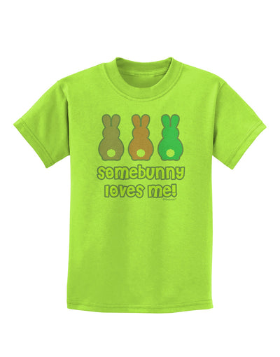 Three Easter Bunnies - Somebunny Loves Me Childrens T-Shirt by TooLoud-Childrens T-Shirt-TooLoud-Lime-Green-X-Small-Davson Sales