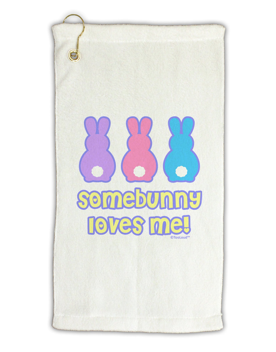 Three Easter Bunnies - Somebunny Loves Me Micro Terry Gromet Golf Towel 16 x 25 inch by TooLoud-Golf Towel-TooLoud-White-Davson Sales