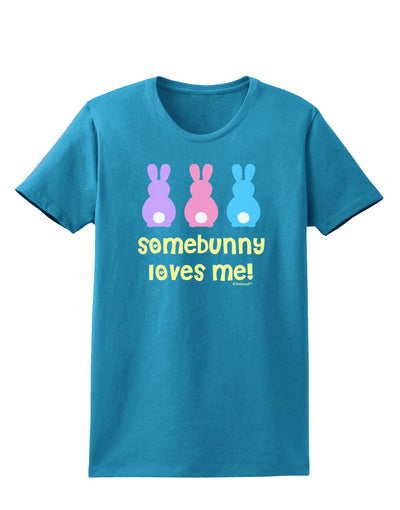 Three Easter Bunnies - Somebunny Loves Me Womens Dark T-Shirt by TooLoud-Womens T-Shirt-TooLoud-Turquoise-X-Small-Davson Sales