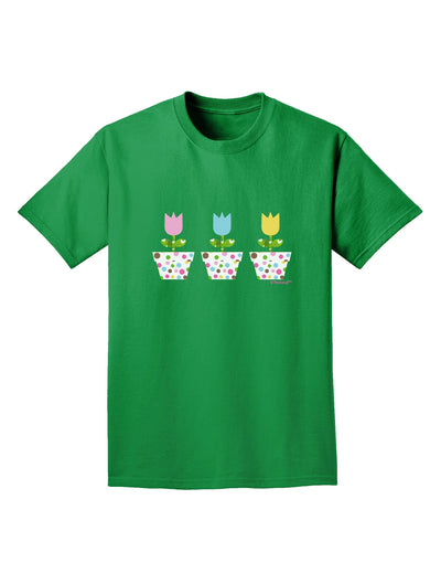 Three Easter Tulips Adult Dark T-Shirt by TooLoud-Mens T-Shirt-TooLoud-Kelly-Green-Small-Davson Sales