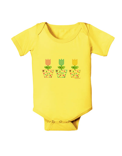 Three Easter Tulips Baby Romper Bodysuit by TooLoud-Baby Romper-TooLoud-Yellow-06-Months-Davson Sales