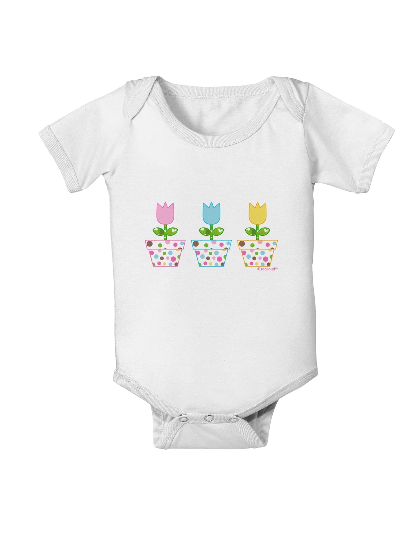 Three Easter Tulips Baby Romper Bodysuit by TooLoud-Baby Romper-TooLoud-White-06-Months-Davson Sales