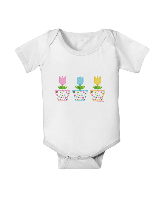 Three Easter Tulips Baby Romper Bodysuit by TooLoud-Baby Romper-TooLoud-White-06-Months-Davson Sales