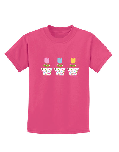 Three Easter Tulips Childrens Dark T-Shirt by TooLoud-Childrens T-Shirt-TooLoud-Sangria-X-Small-Davson Sales