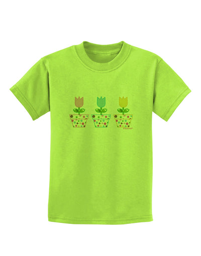 Three Easter Tulips Childrens T-Shirt by TooLoud-Childrens T-Shirt-TooLoud-Lime-Green-X-Small-Davson Sales