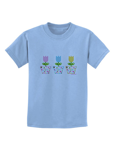 Three Easter Tulips Childrens T-Shirt by TooLoud-Childrens T-Shirt-TooLoud-Light-Blue-X-Small-Davson Sales