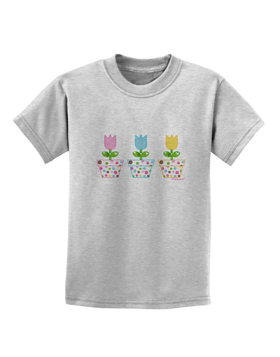 Three Easter Tulips Childrens T-Shirt by TooLoud-Childrens T-Shirt-TooLoud-AshGray-X-Small-Davson Sales