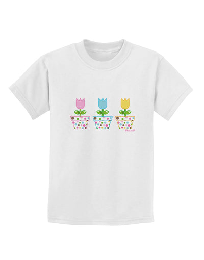 Three Easter Tulips Childrens T-Shirt by TooLoud-Childrens T-Shirt-TooLoud-White-X-Small-Davson Sales