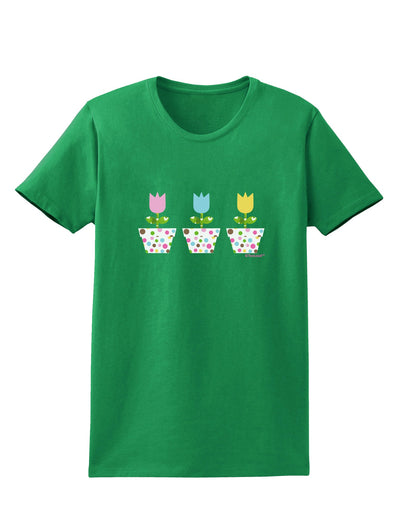 Three Easter Tulips Womens Dark T-Shirt by TooLoud-Womens T-Shirt-TooLoud-Kelly-Green-X-Small-Davson Sales