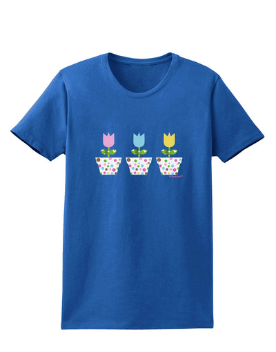 Three Easter Tulips Womens Dark T-Shirt by TooLoud-Womens T-Shirt-TooLoud-Royal-Blue-X-Small-Davson Sales